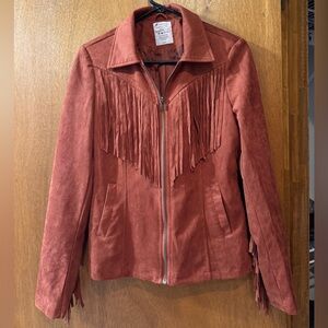 Fornia Women's Rust Fringe Suede Jacket